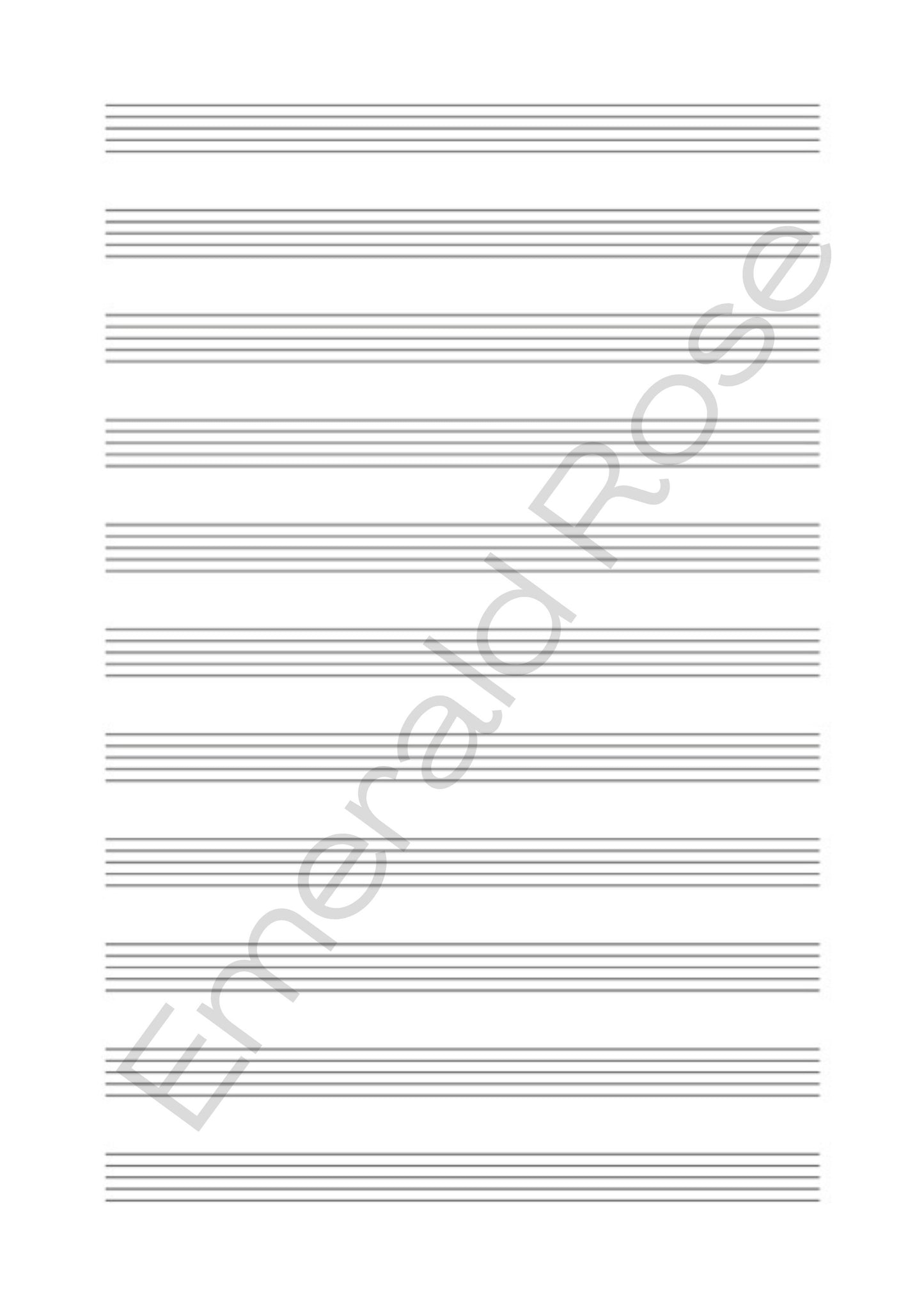 Blank staff paper for composers, printable digital download with watermark by creator