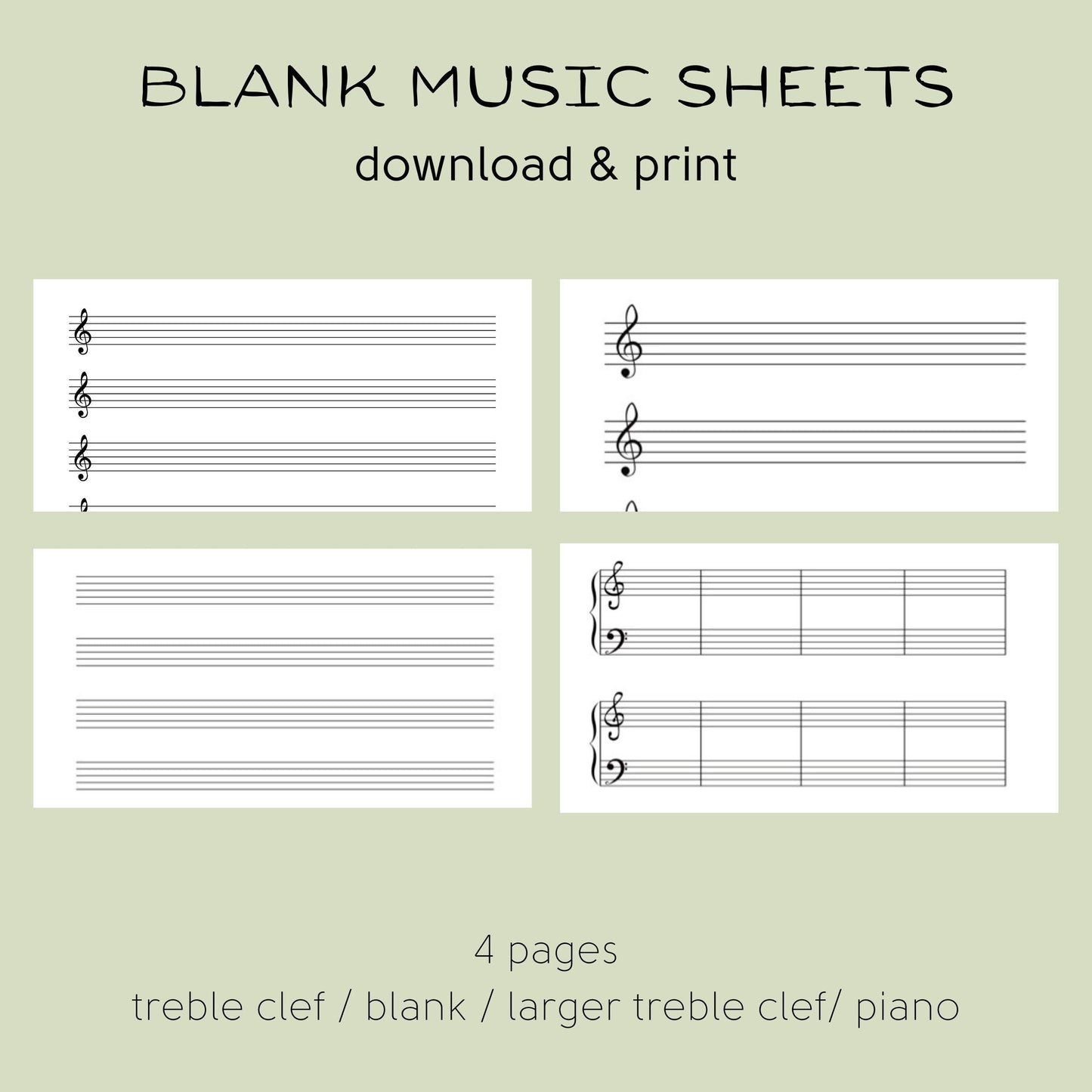 Preview of printable blank music sheets