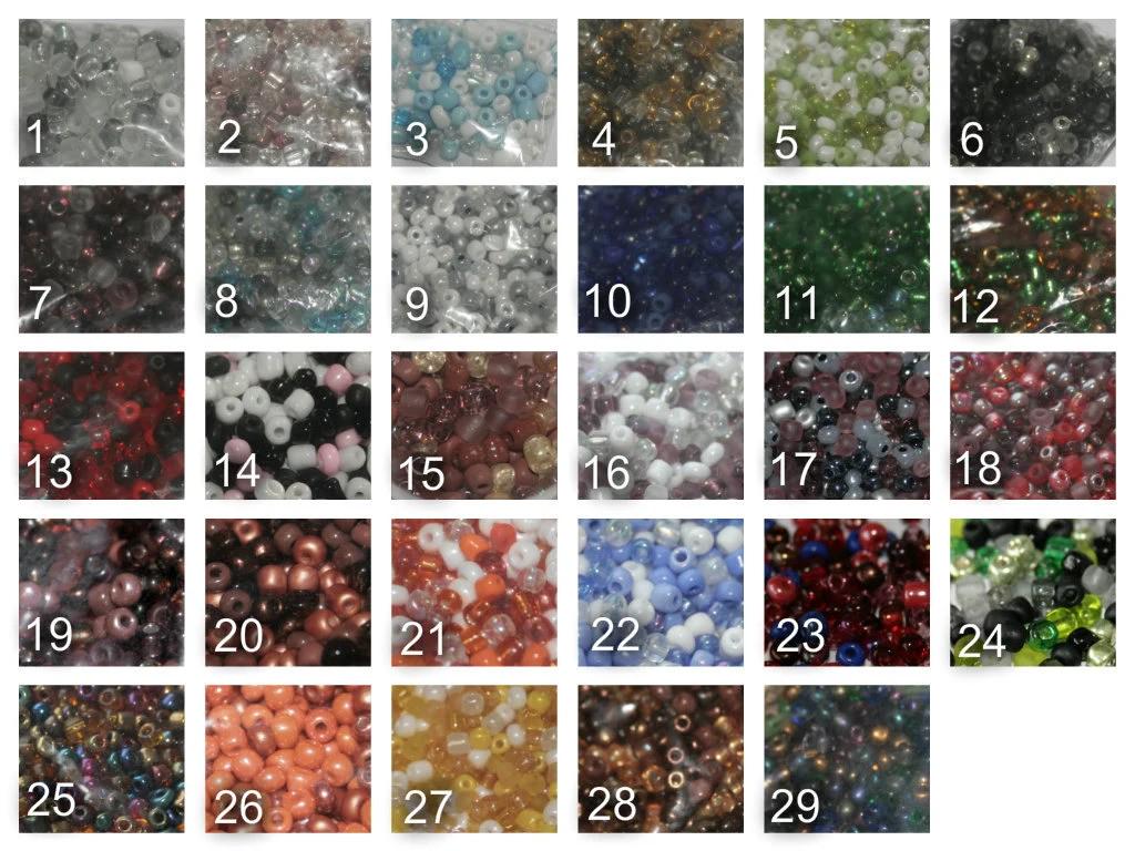 Image showing all 29 bead mixes available to create the Bible verse bracelets